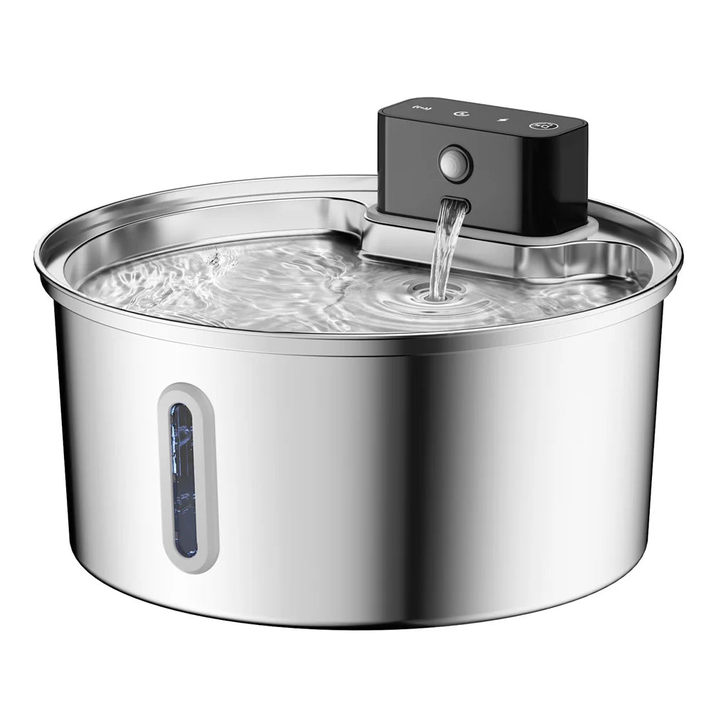 Wireless Stainless Steel Pet Water Fountain-motion sensor