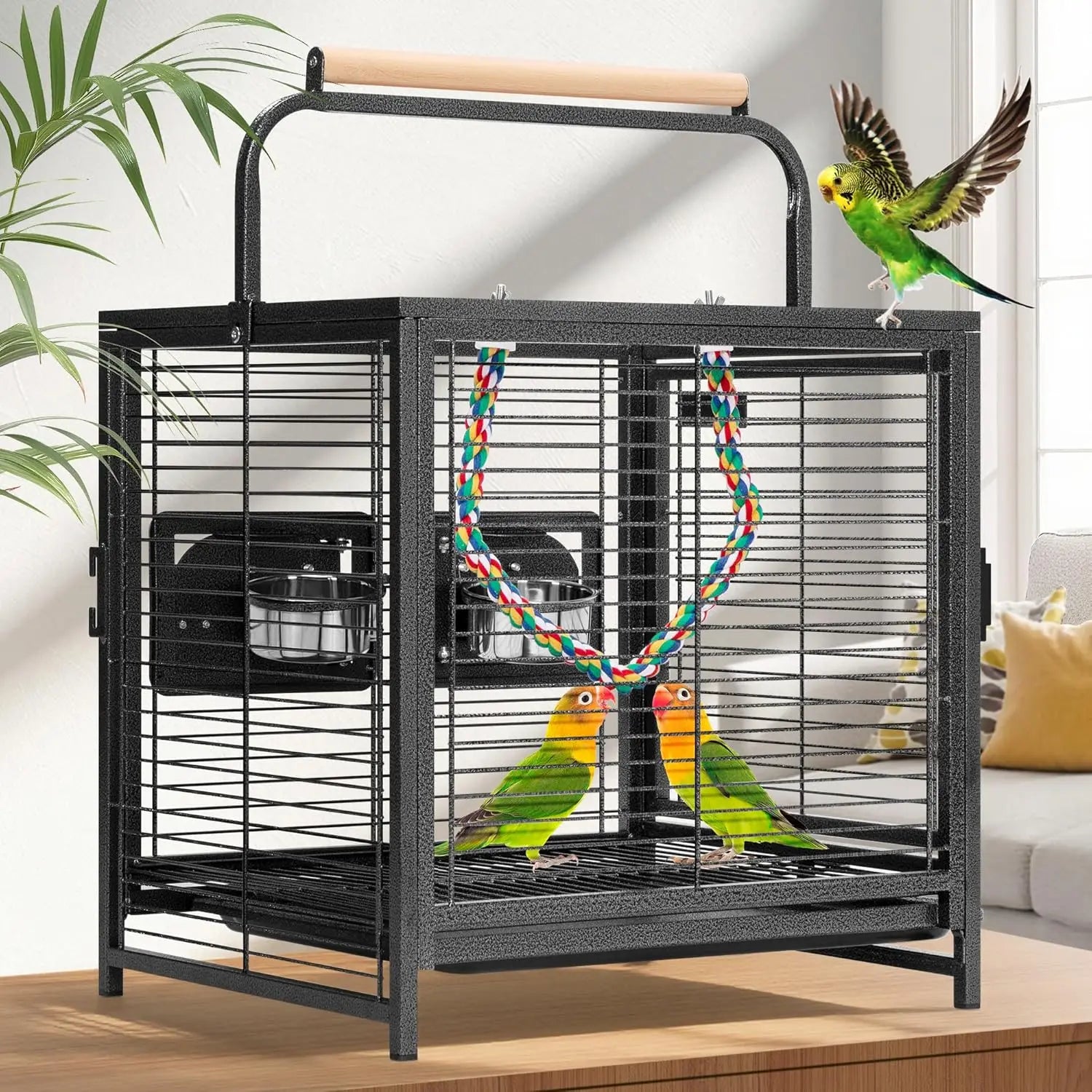 Wrought Iron Bird Travel Carrier Cage
