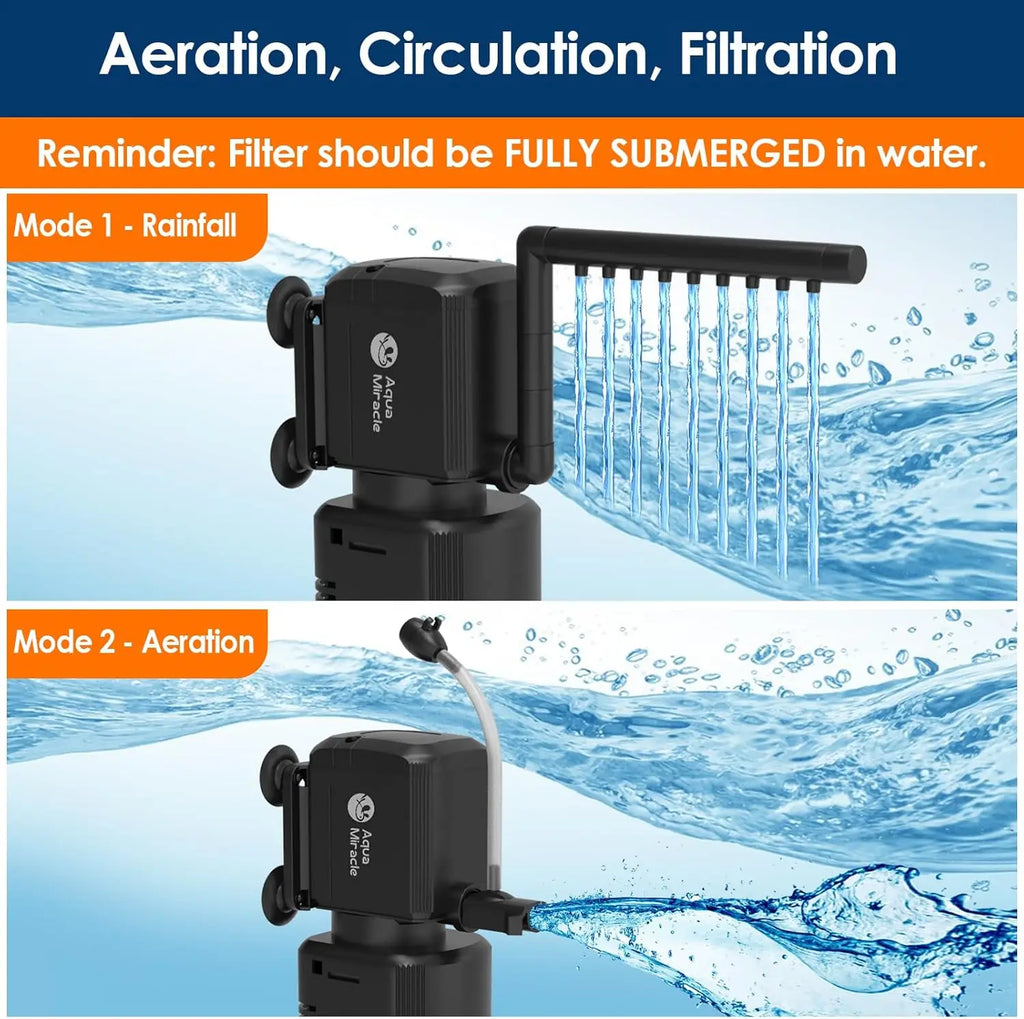 Aquarium Filter with UV Light, Timer & Dual Modes
