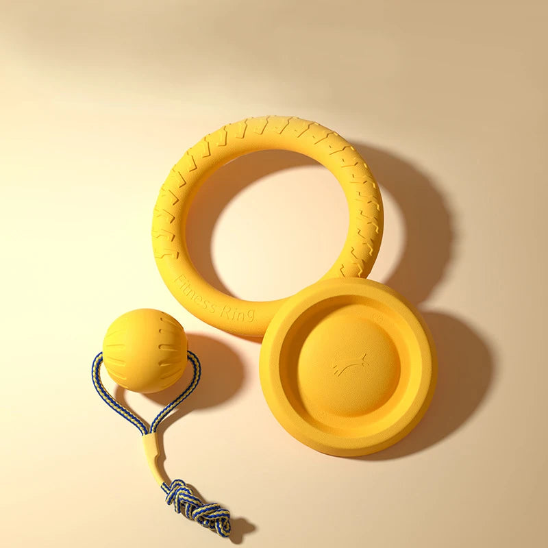 Dog Toys 4 Pack  Flying Disc + Ball + Tug Rope