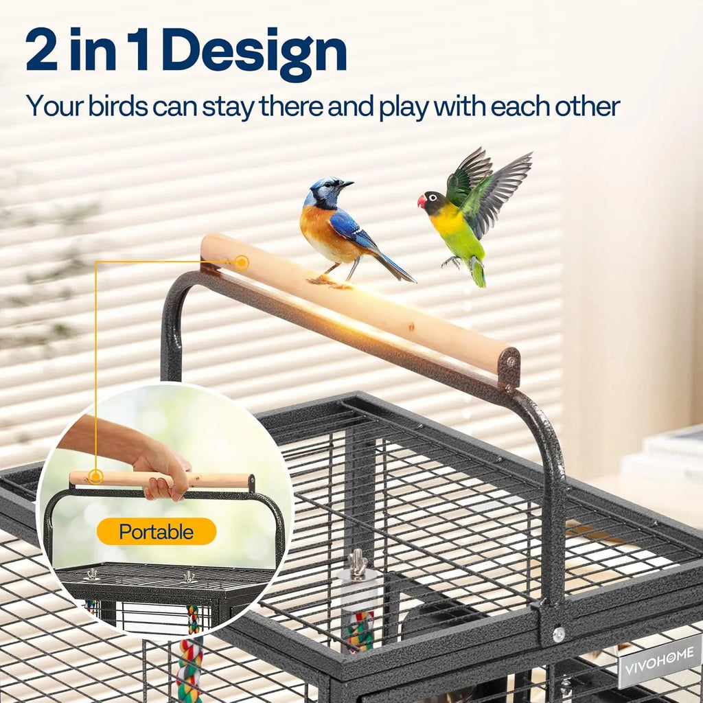 Wrought Iron Bird Travel Carrier Cage