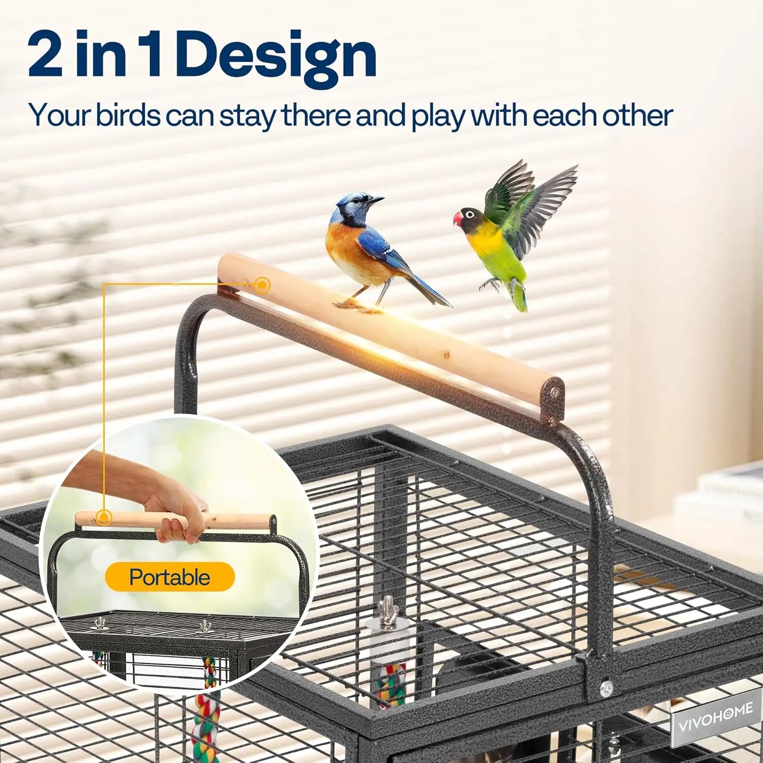 Wrought Iron Bird Travel Carrier Cage