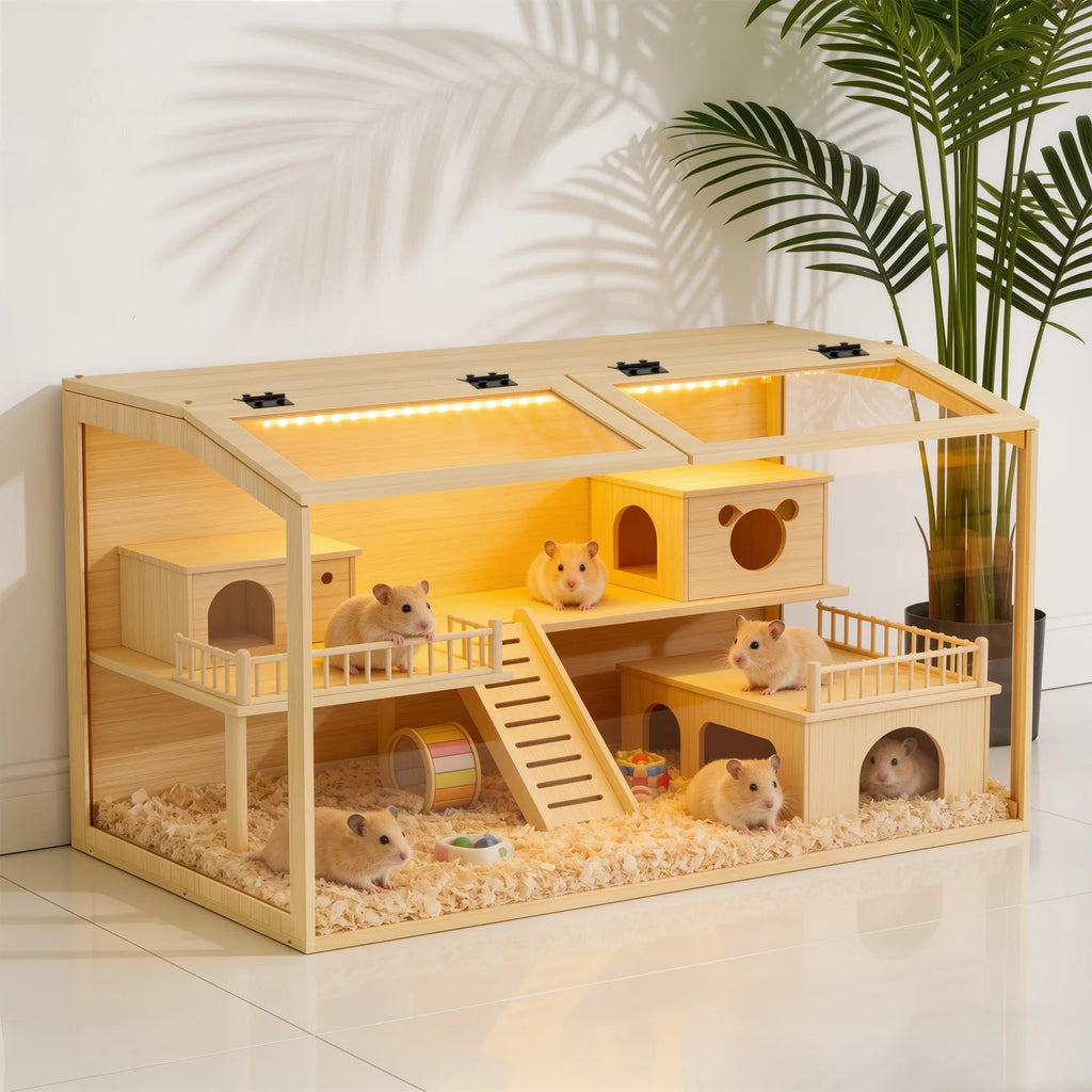 Natural Wooden Hamster Habitat