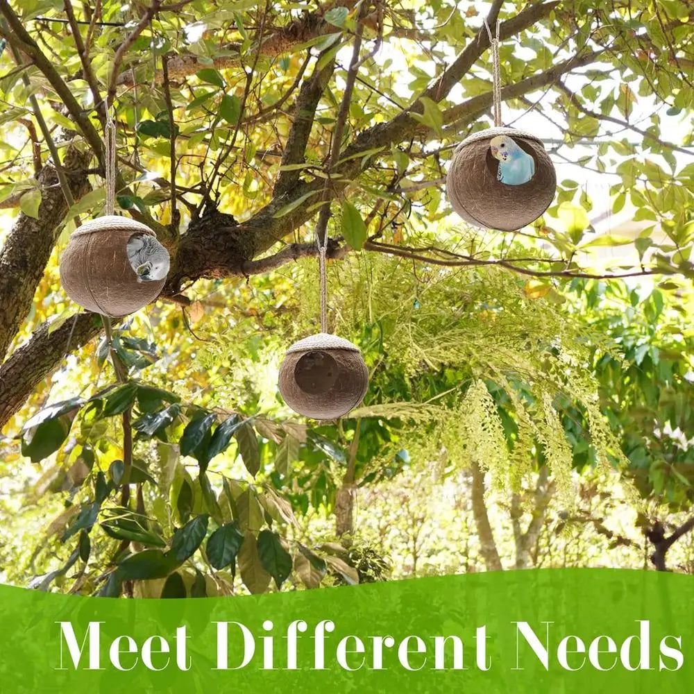2 Pack Coconut Bird Nest Hut with Loop