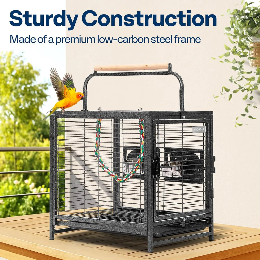 Wrought Iron Bird Travel Carrier Cage