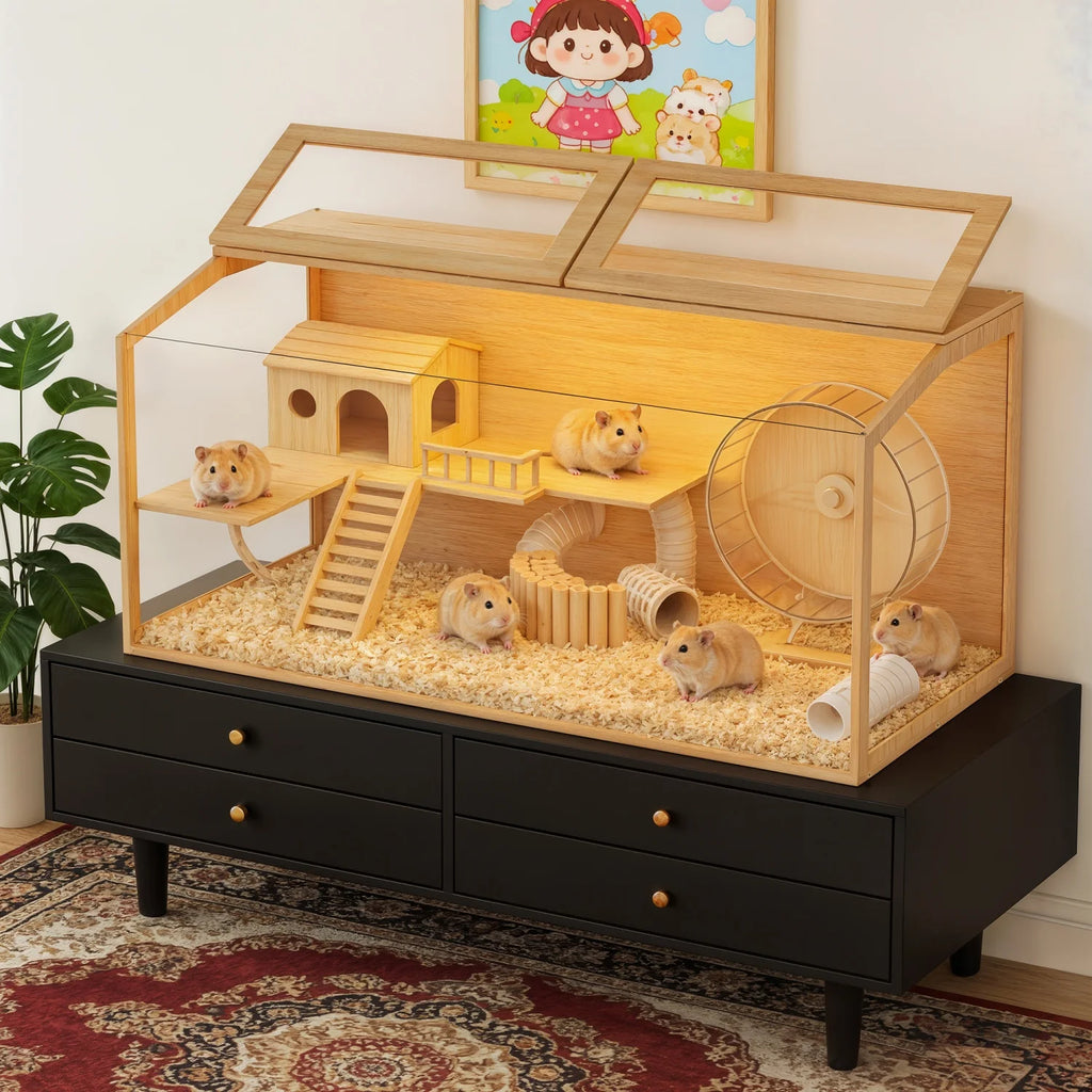 Natural Wooden Hamster Habitat