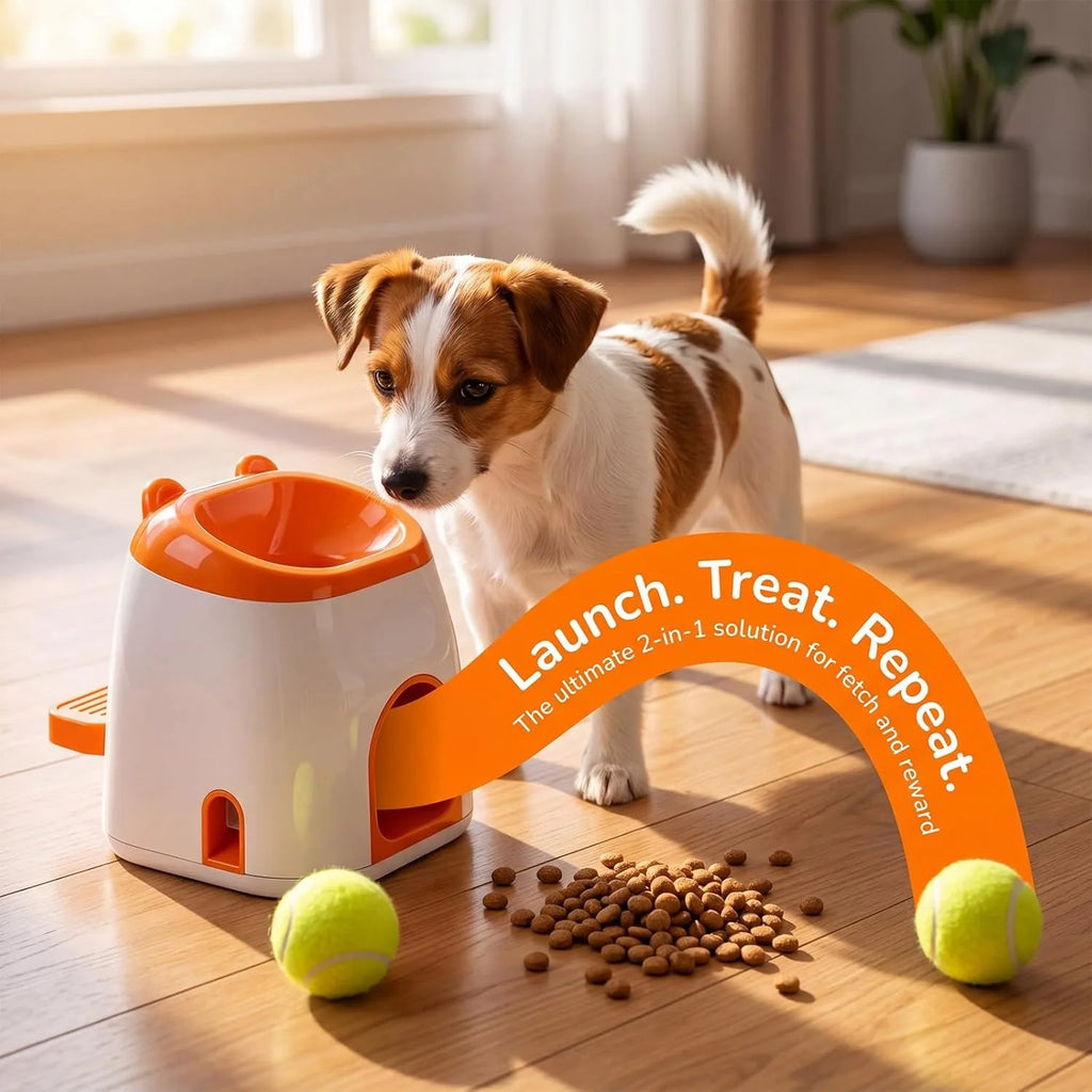 Automatic Dog Ball Launcher & Treat Dispenser