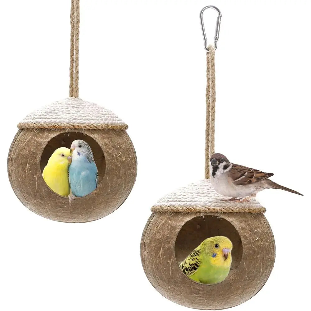 2 Pack Coconut Bird Nest Hut with Loop
