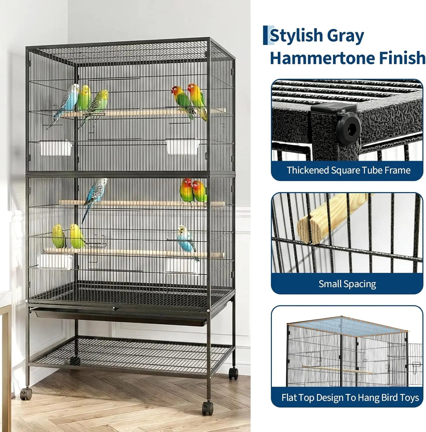 61" Bird Cage with Rolling Stand