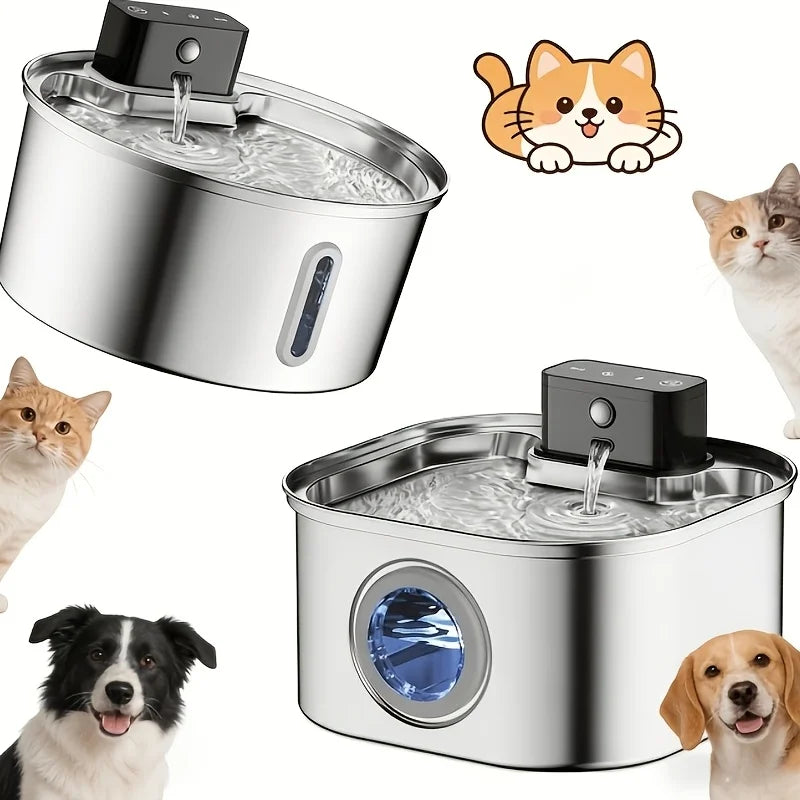 Wireless Stainless Steel Pet Water Fountain-motion sensor