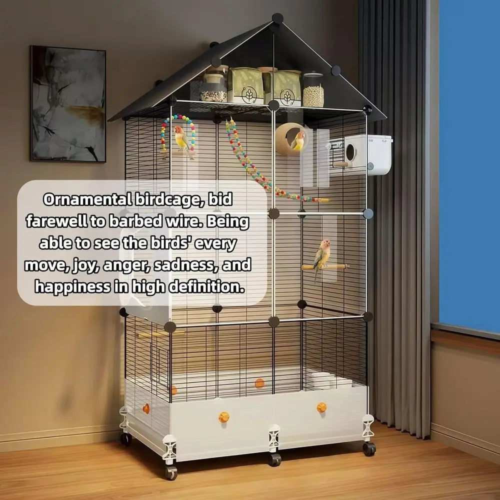 Bird Cage with Nest, Ladder, Swing, Feeder