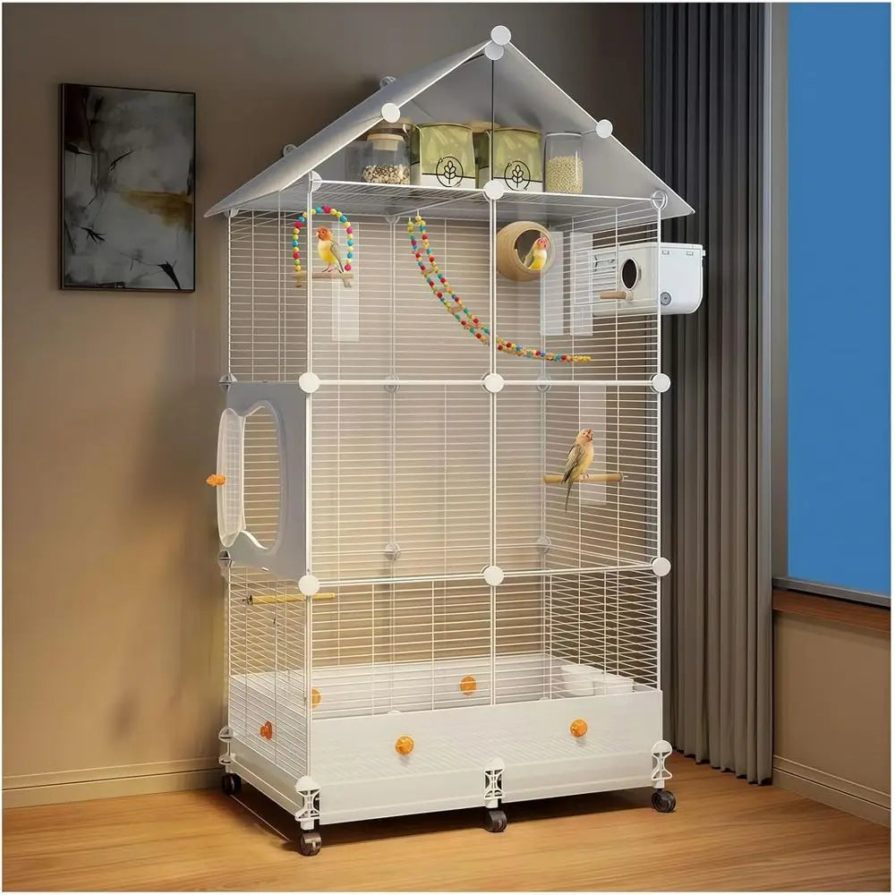 Bird Cage with Nest, Ladder, Swing, Feeder