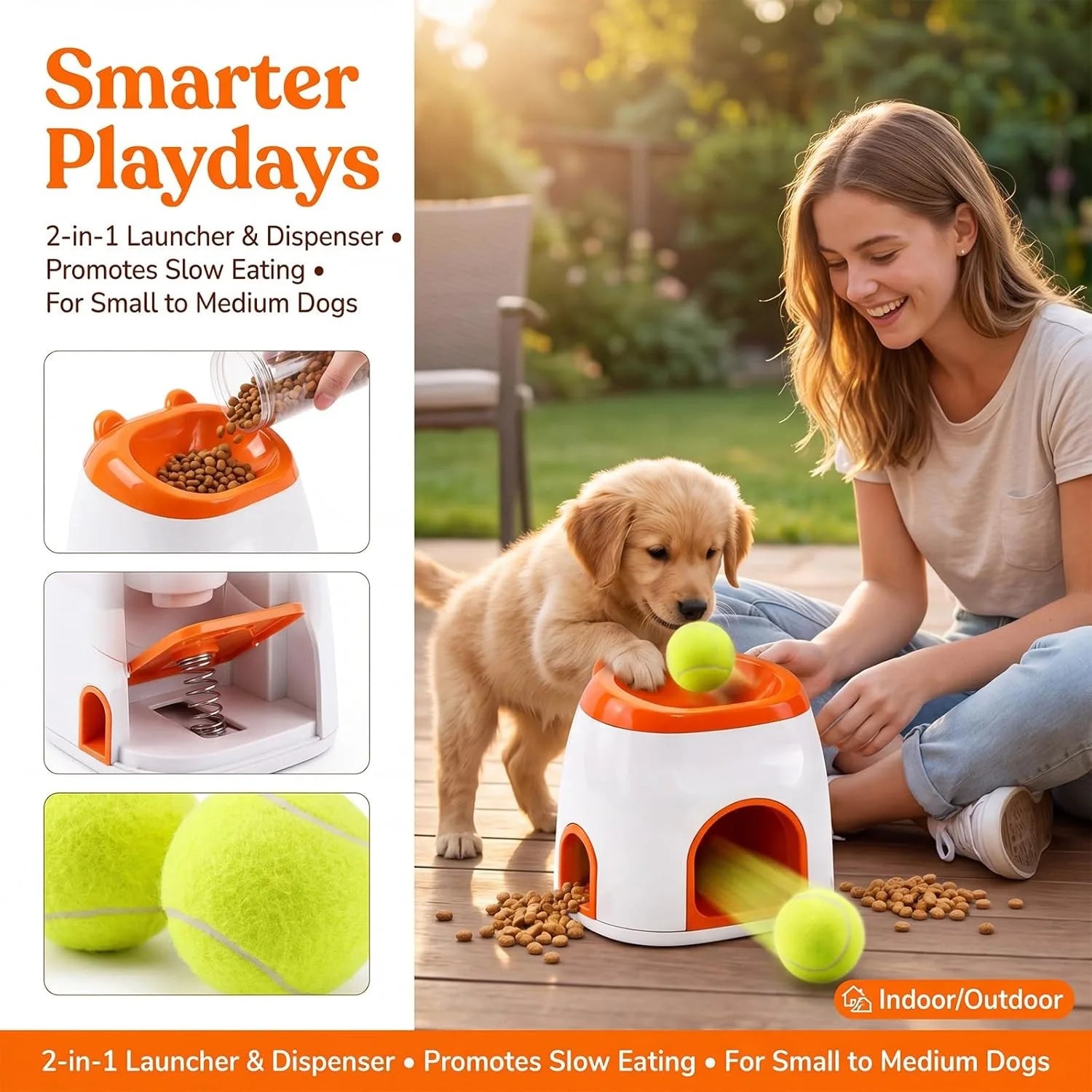 Automatic Dog Ball Launcher & Treat Dispenser
