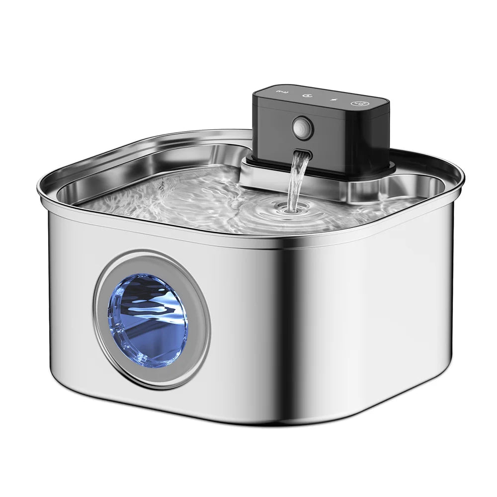 Wireless Stainless Steel Pet Water Fountain-motion sensor