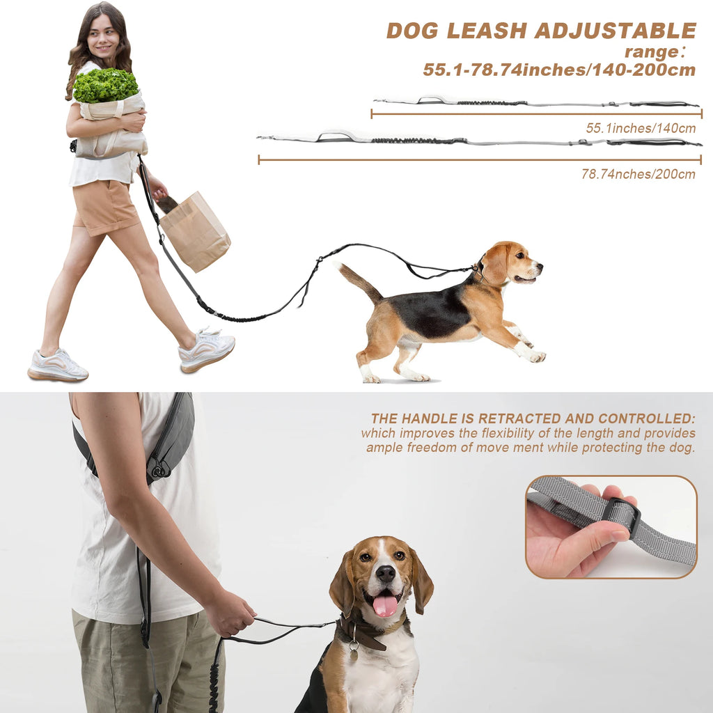 Crossbody Hand Free Leash with Reflective Waist Pouch