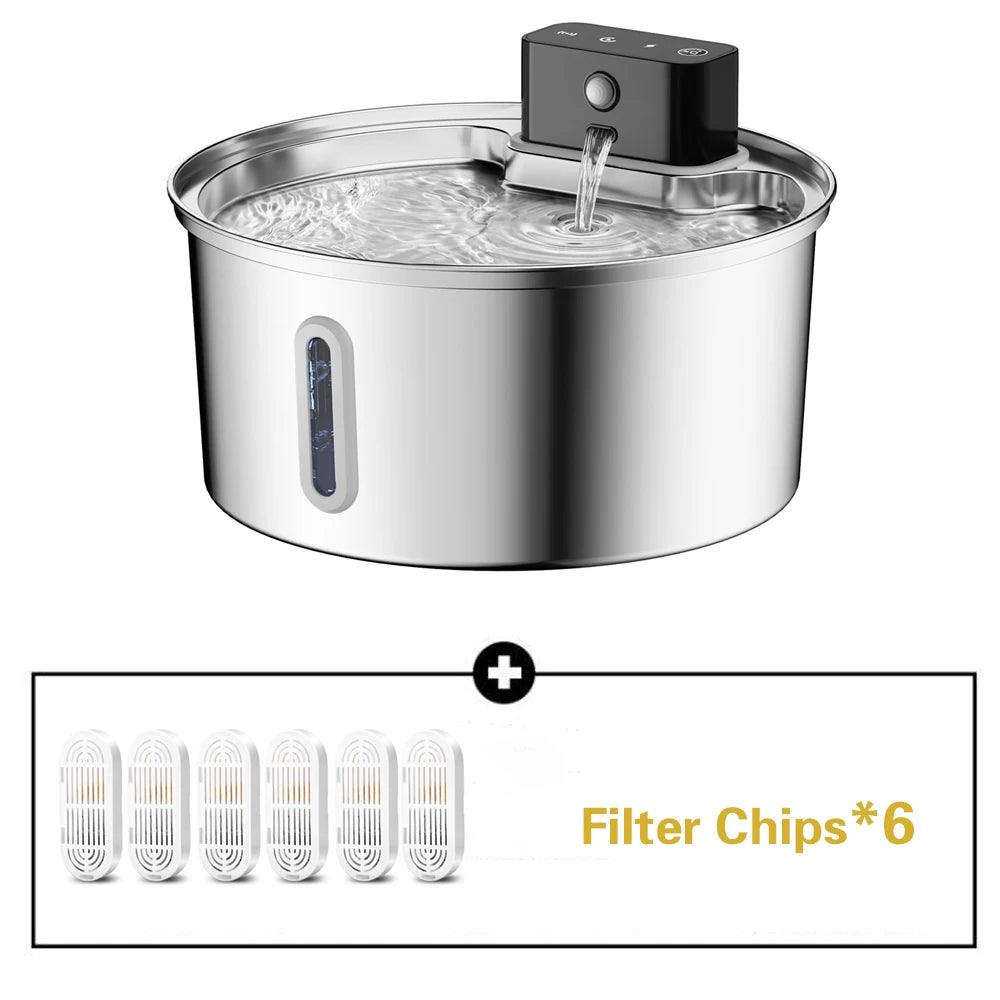 Wireless Stainless Steel Pet Water Fountain-motion sensor