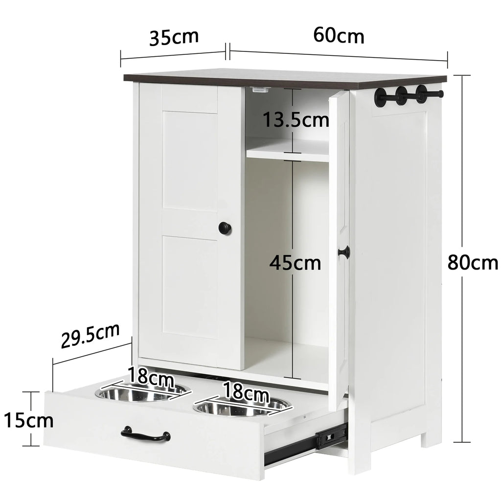 Pet Feeding Station Food Storage Cabinet