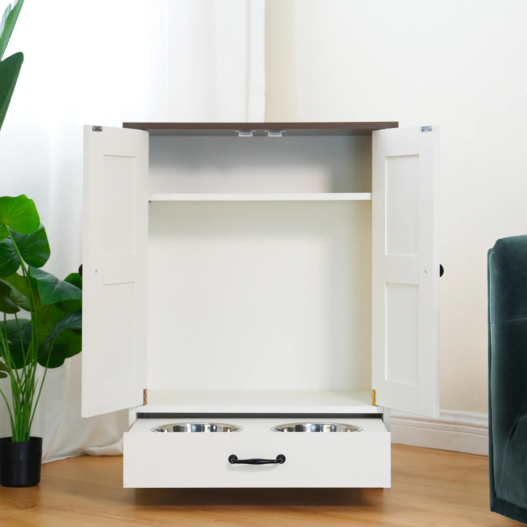 Pet Feeding Station Food Storage Cabinet