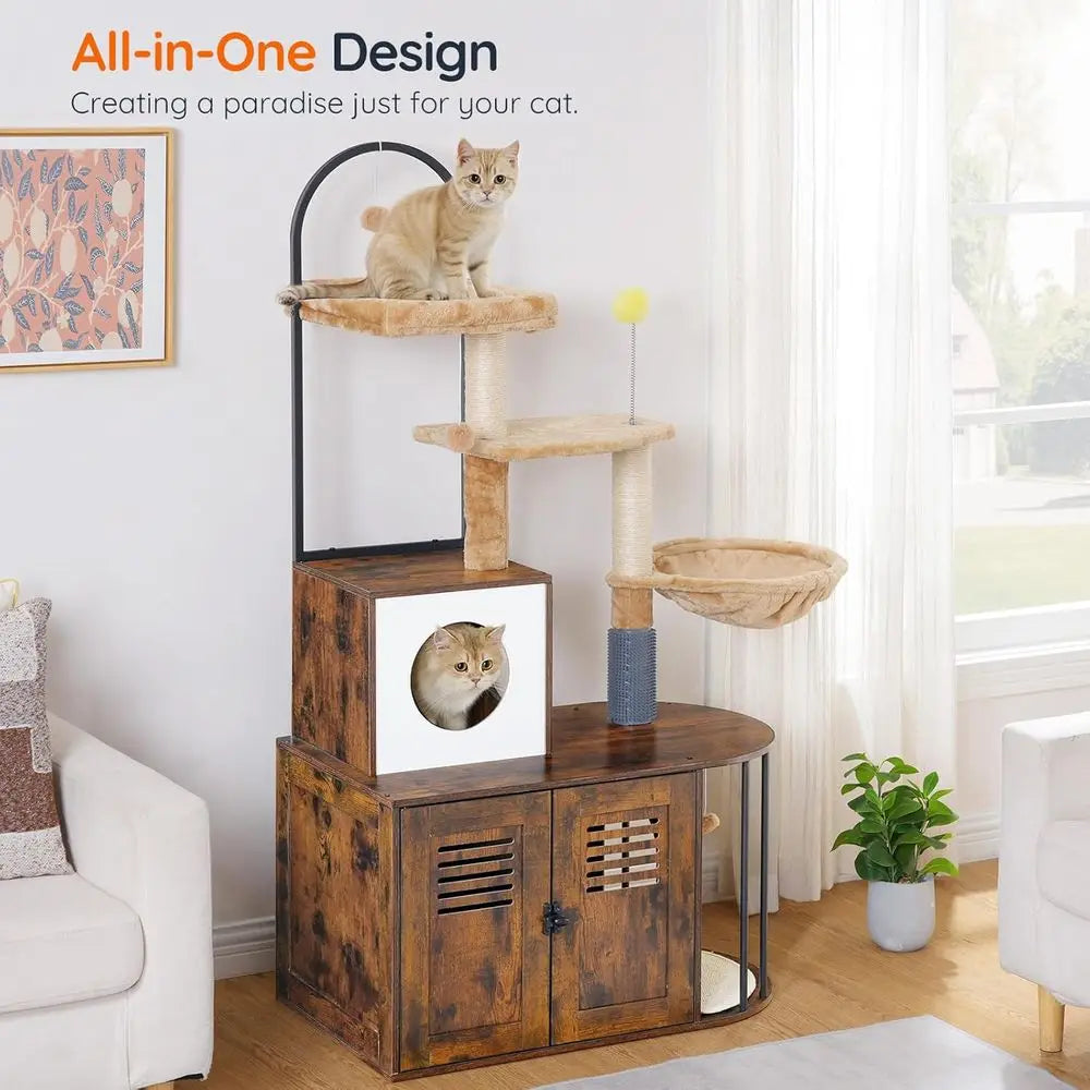 Cat Tree with Litter Box Enclosure