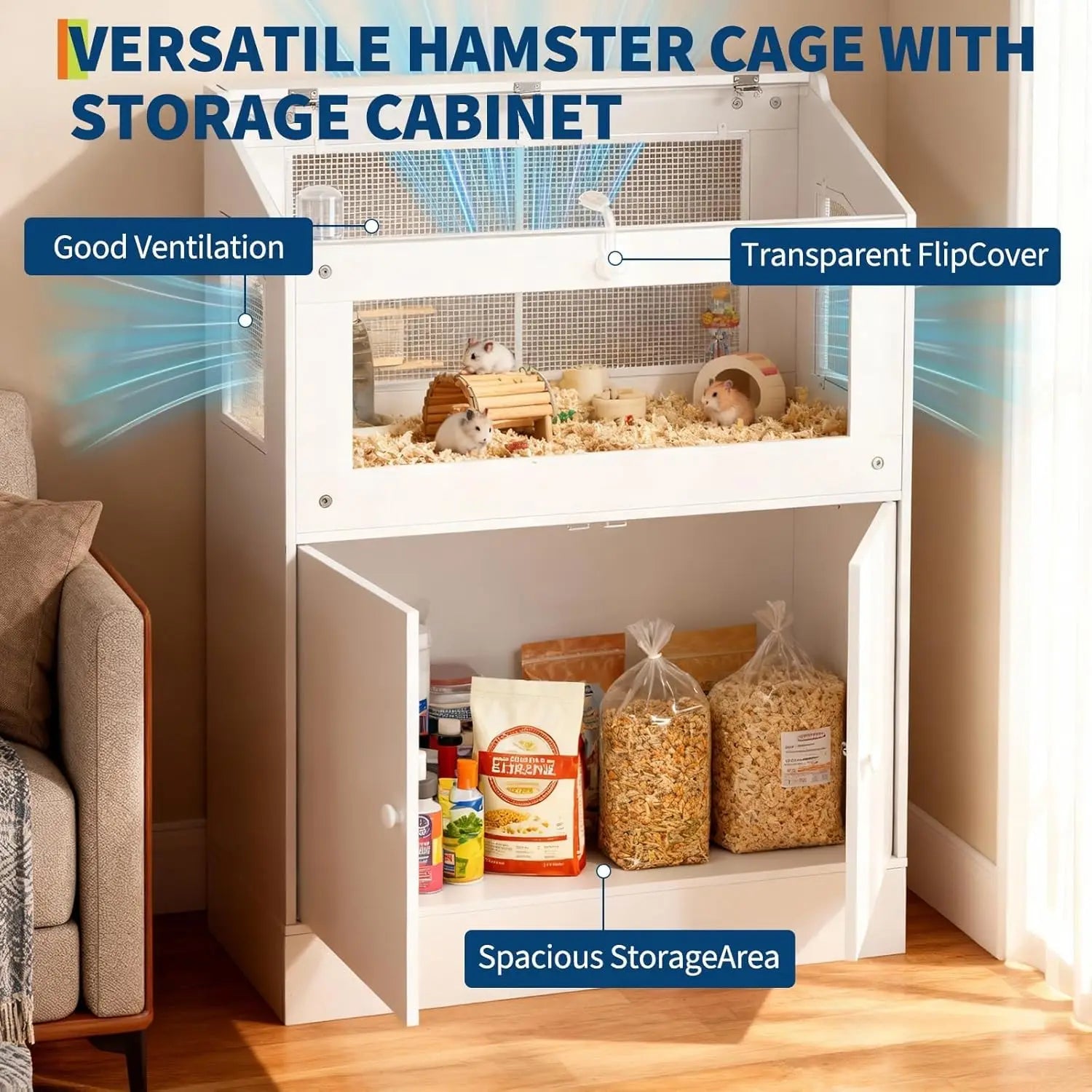 Hamster/Guinea Pig Cage  with Storage Cabinet,