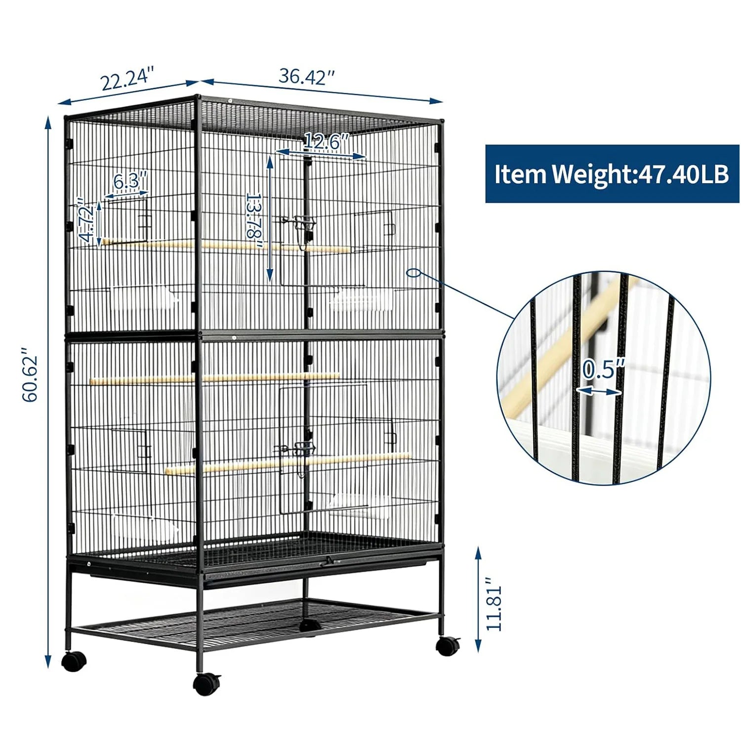 61" Bird Cage with Rolling Stand