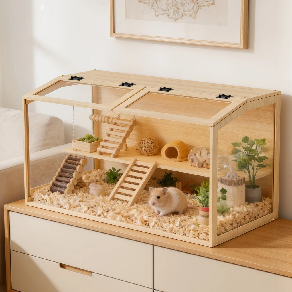 Natural Wooden Hamster Habitat
