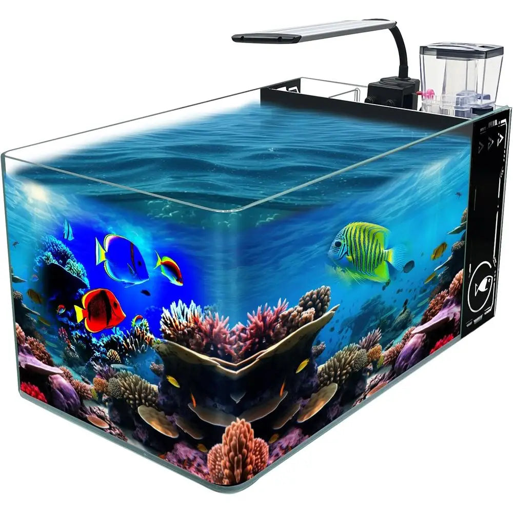 Aquarium Reef Tank with Lid, Protein Skimmer, LED Light