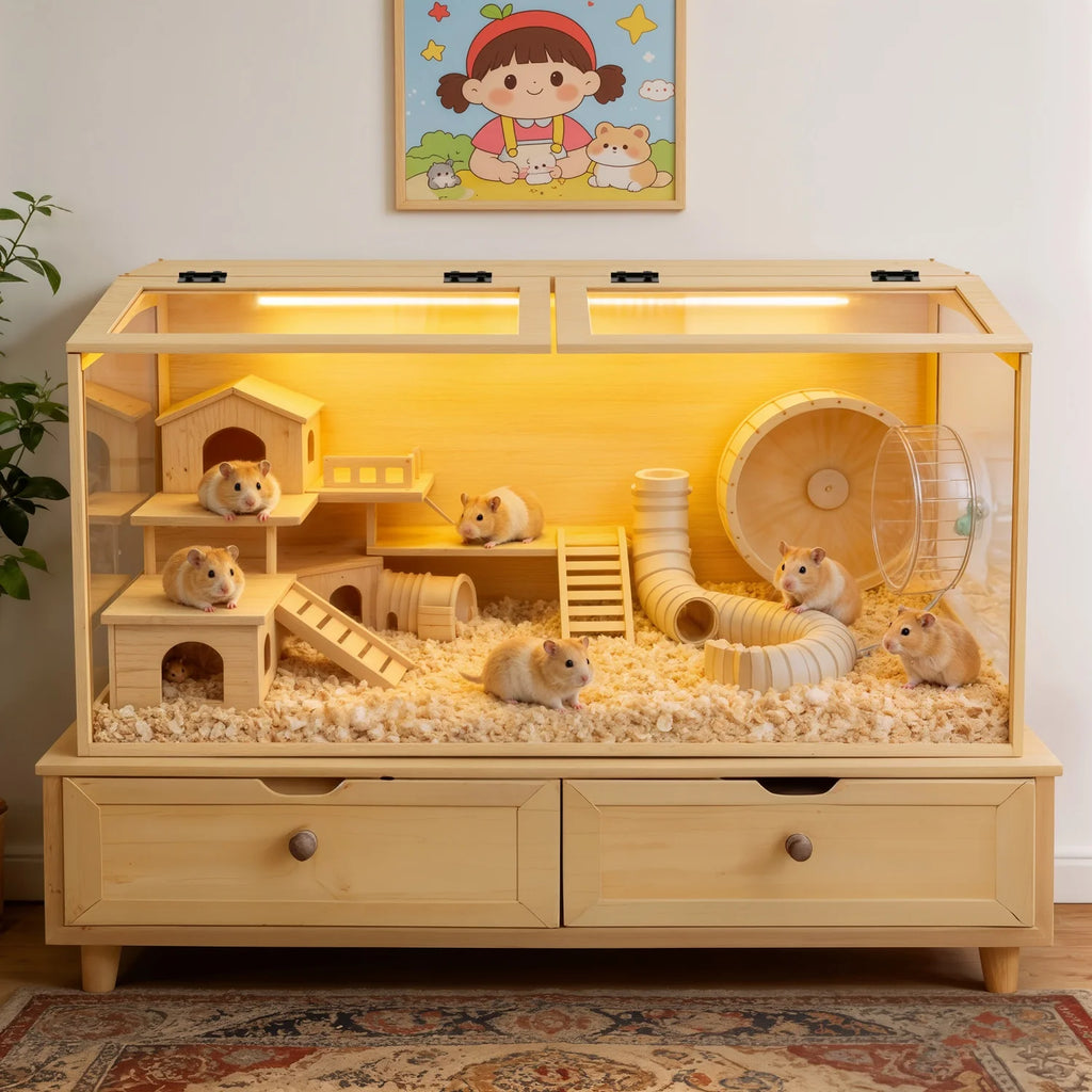 Natural Wooden Hamster Habitat