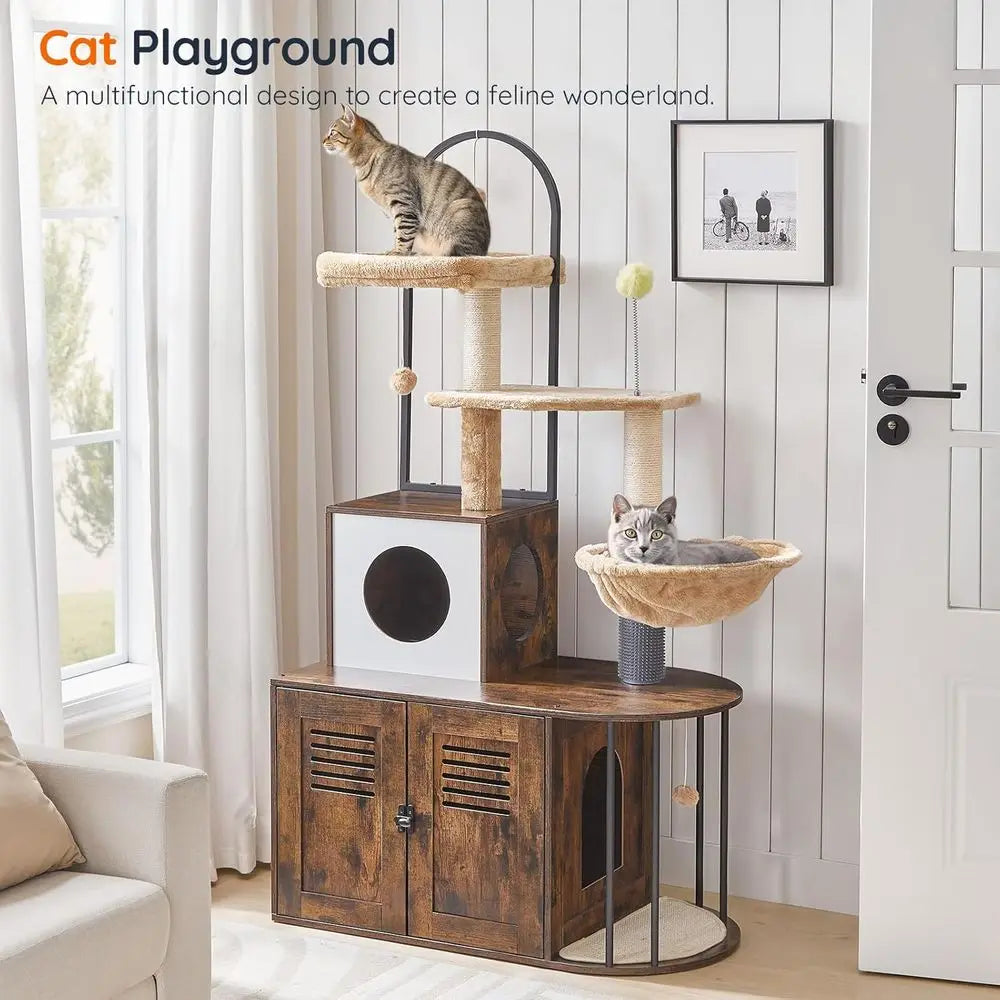 Cat Tree with Litter Box Enclosure