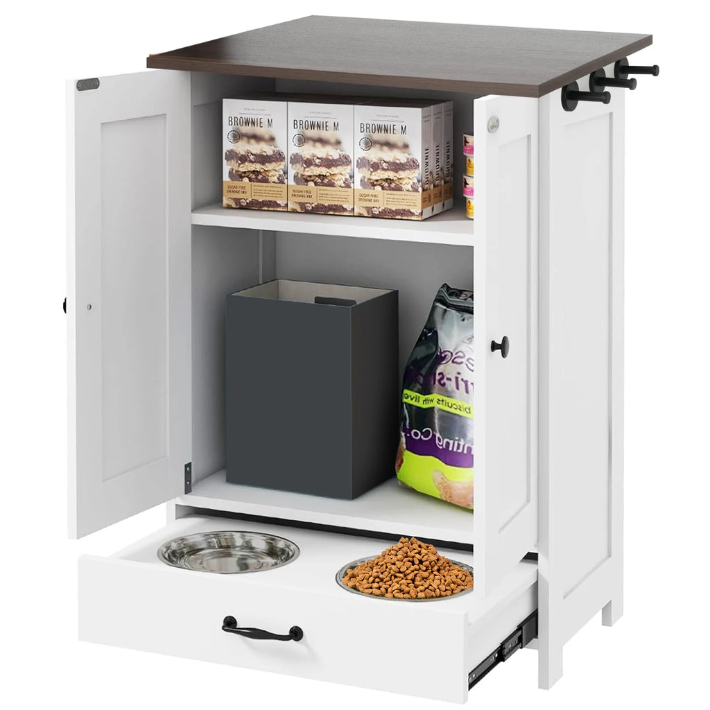 Pet Feeding Station Food Storage Cabinet
