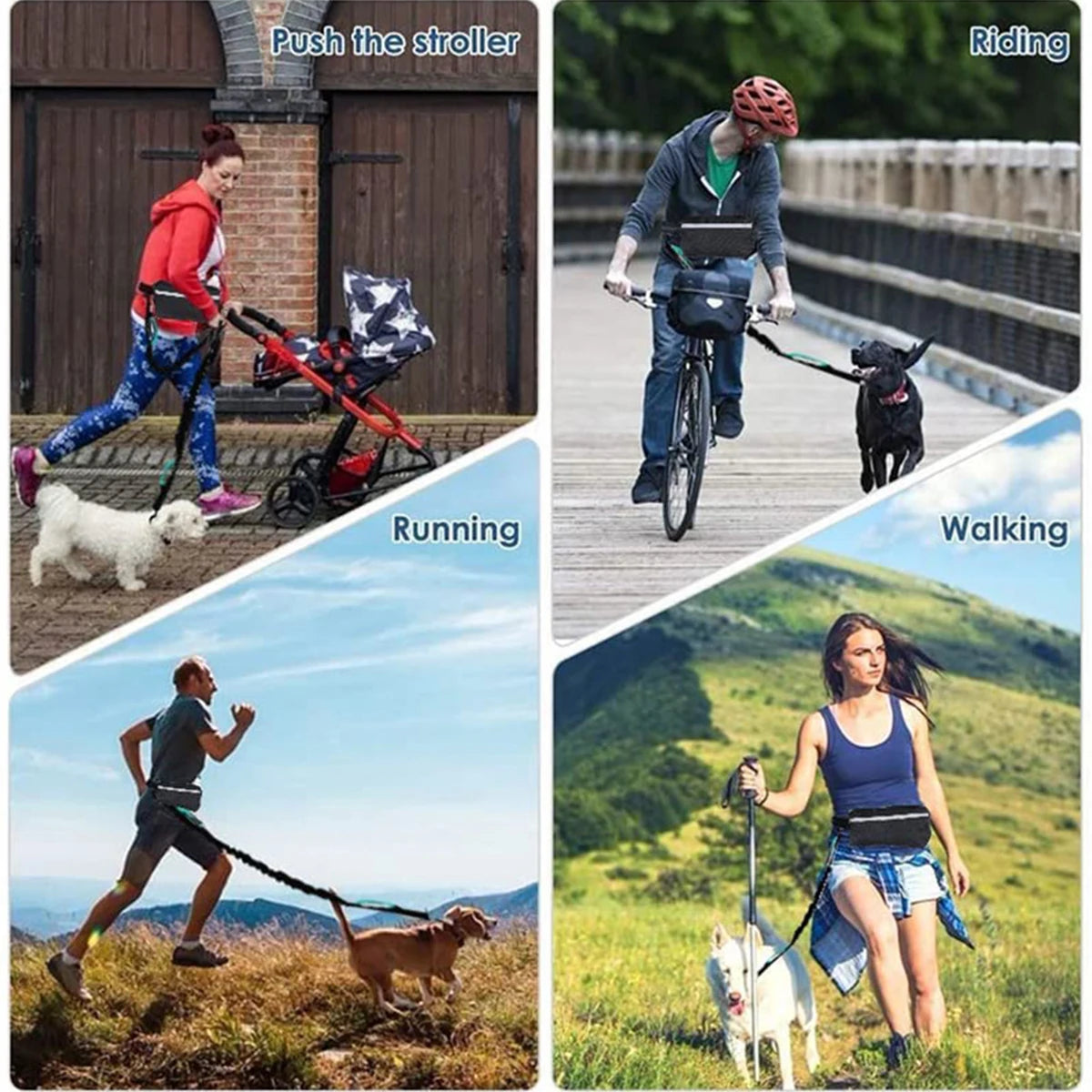 Hands Free Dog Leash Reflective Leash with Waist Bag