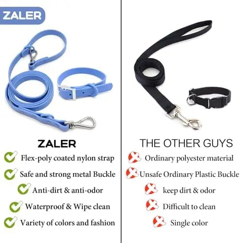 Waterproof dog collar set with adjustable leash