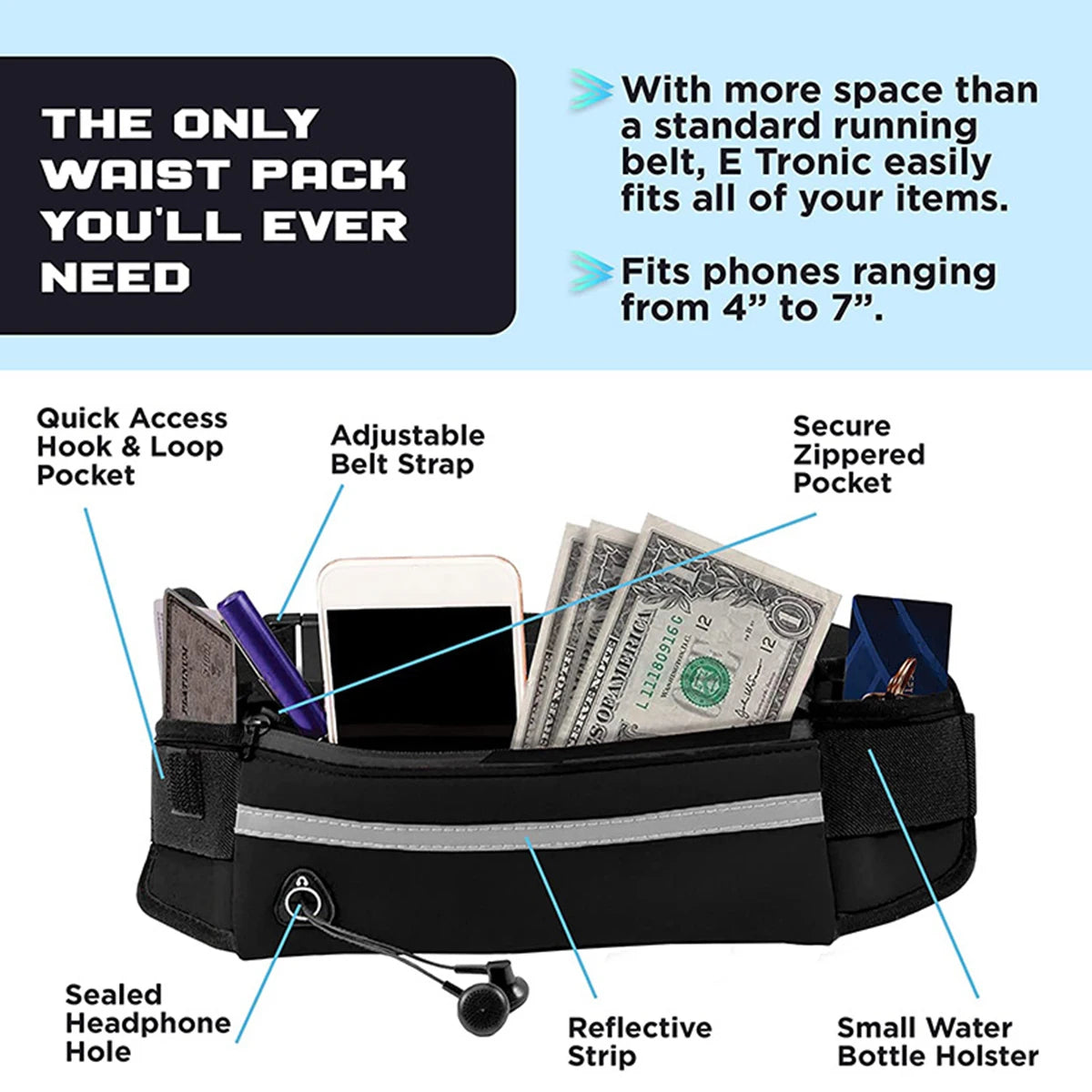 Hands Free Dog Leash Reflective Leash with Waist Bag