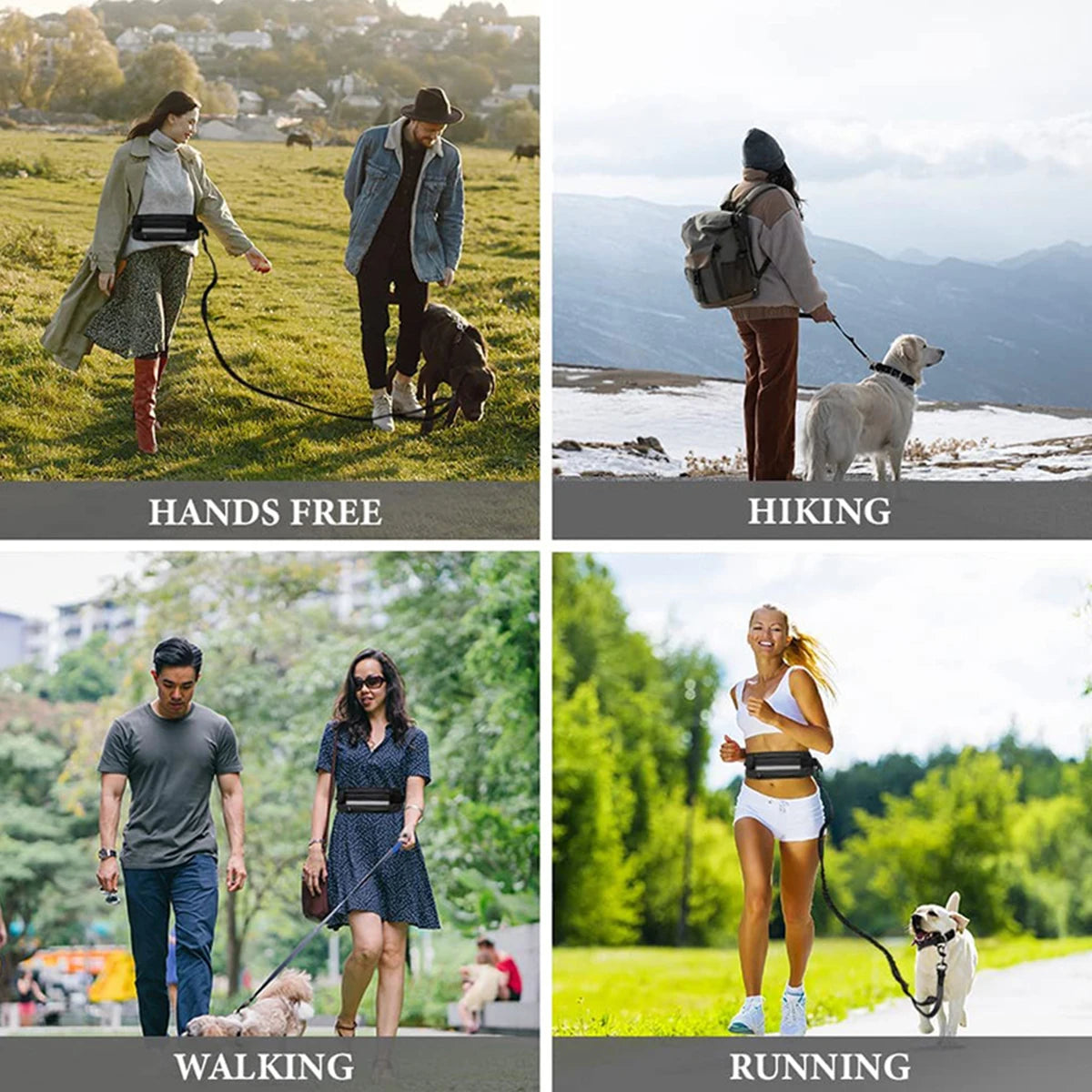 Hands Free Dog Leash Reflective Leash with Waist Bag