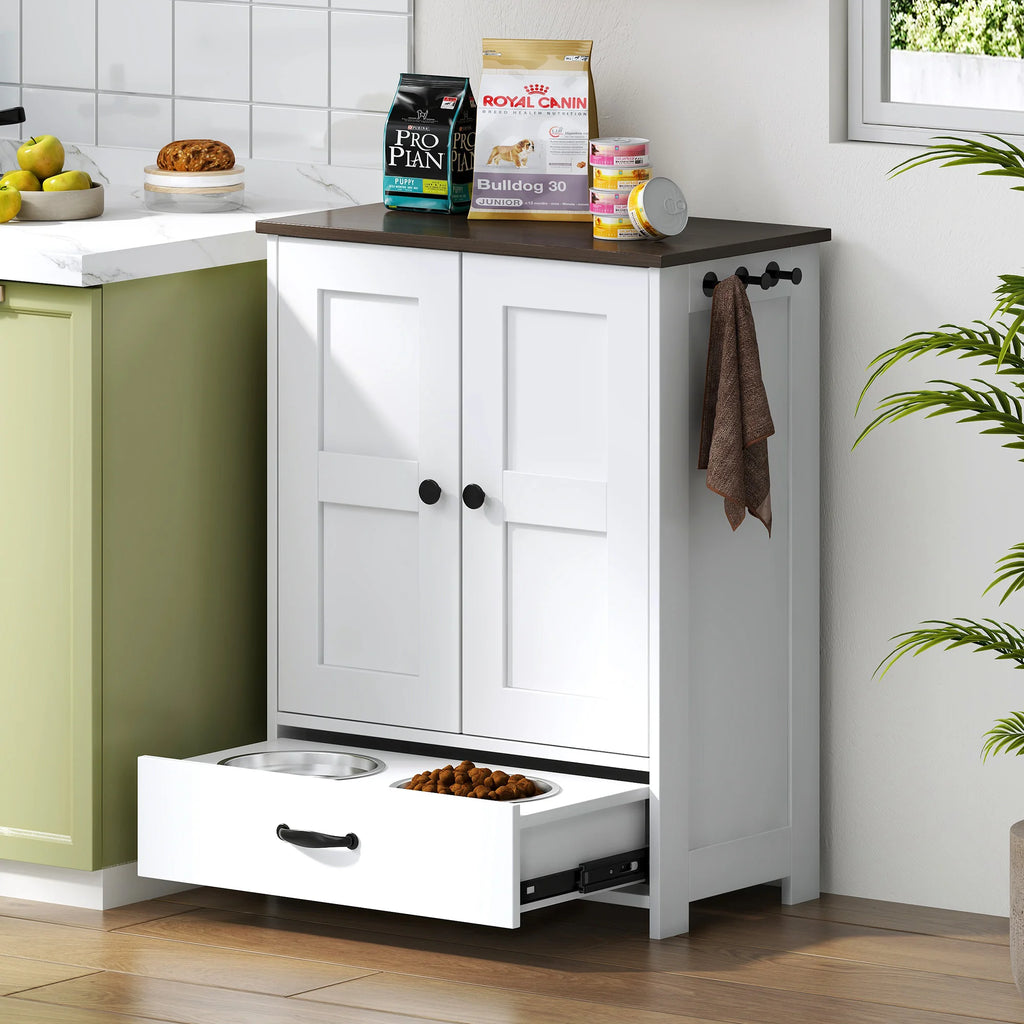 Pet Feeding Station Food Storage Cabinet